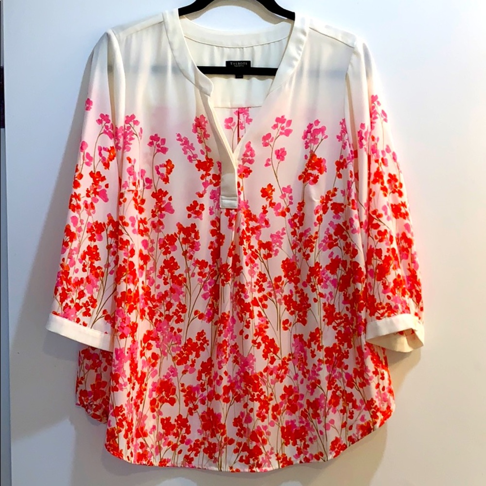 Talbots flower printed sheer blouse